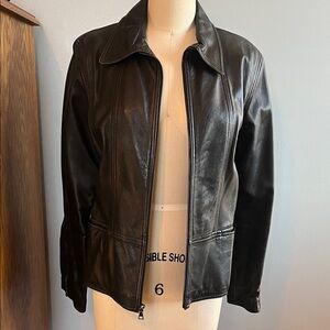 Jones New York Classic Black Leather Jacket